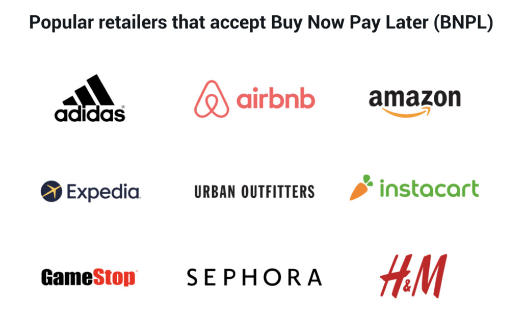 Popular retailers that accept Buy Now Pay Later (BNPL)