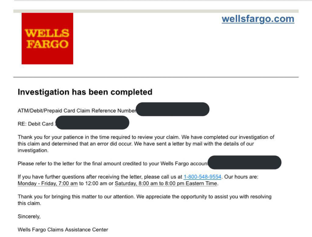 Wells Fargo Dispute